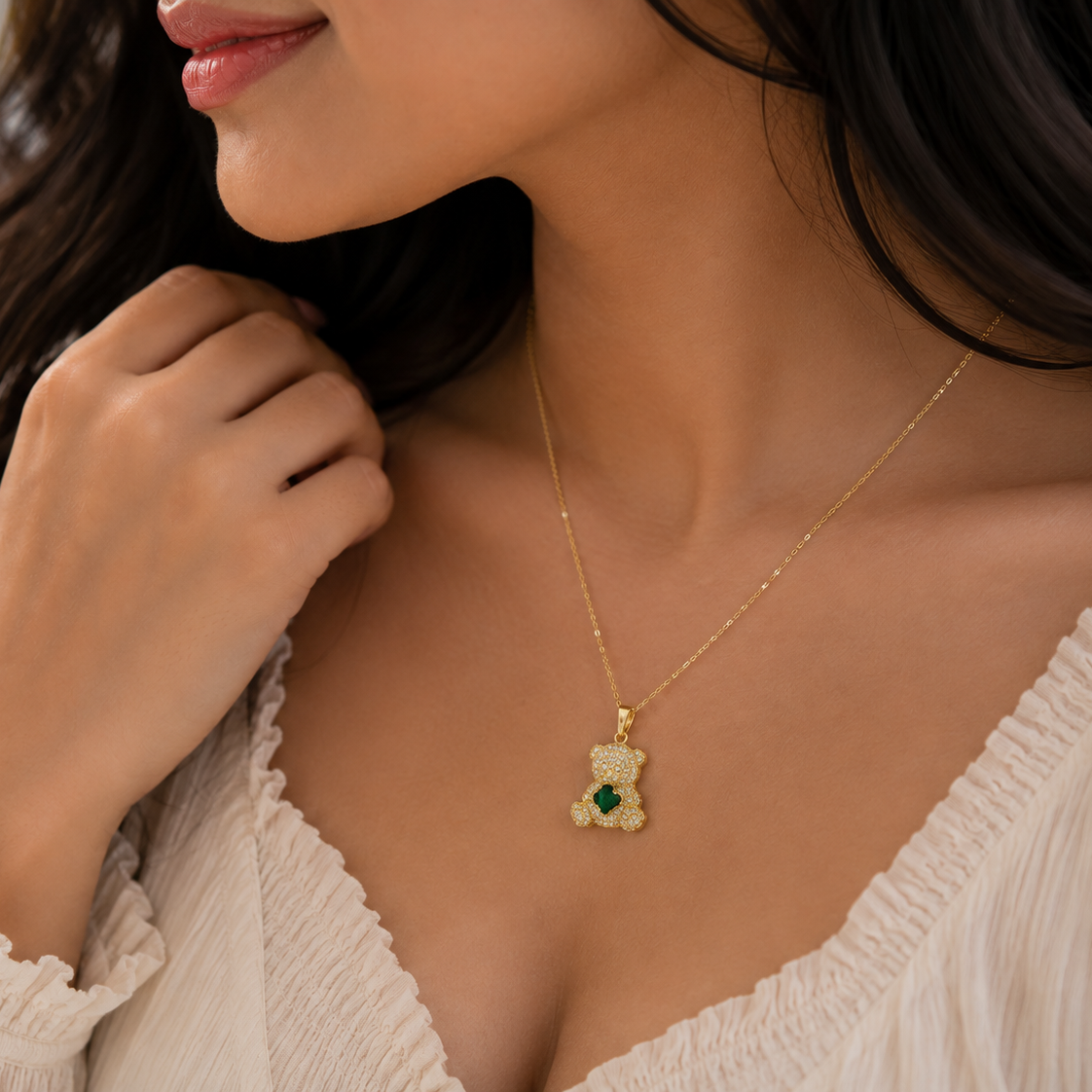 Emerald Teddy Pendant