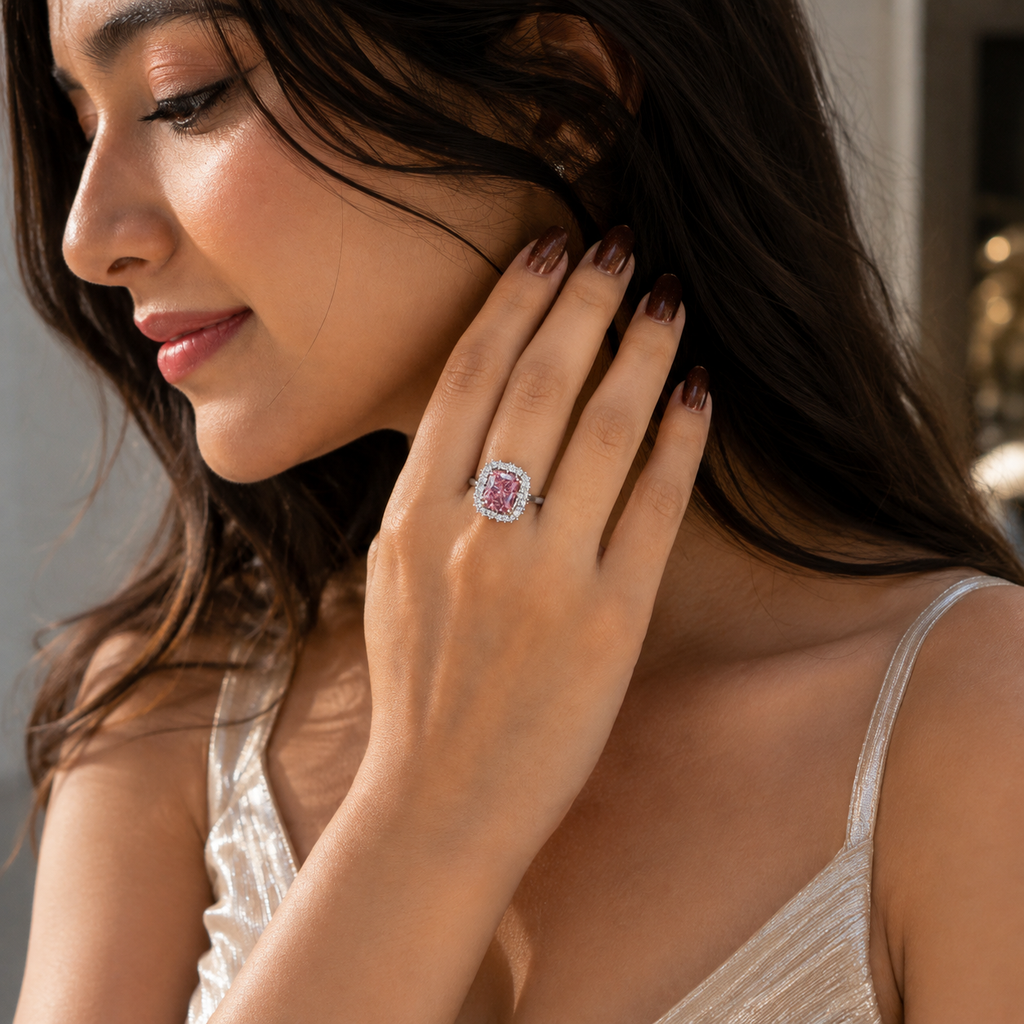 Pink Crystal Statement Ring
