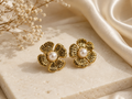 Golden Pearl Bloom Earrings