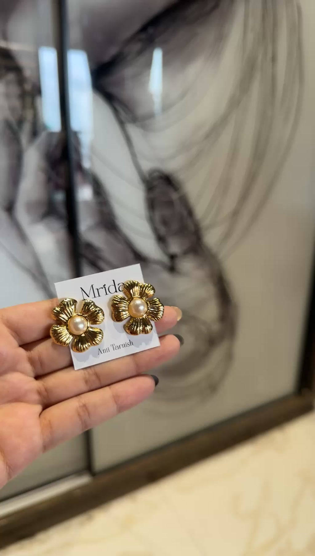 Golden Pearl Bloom Earrings