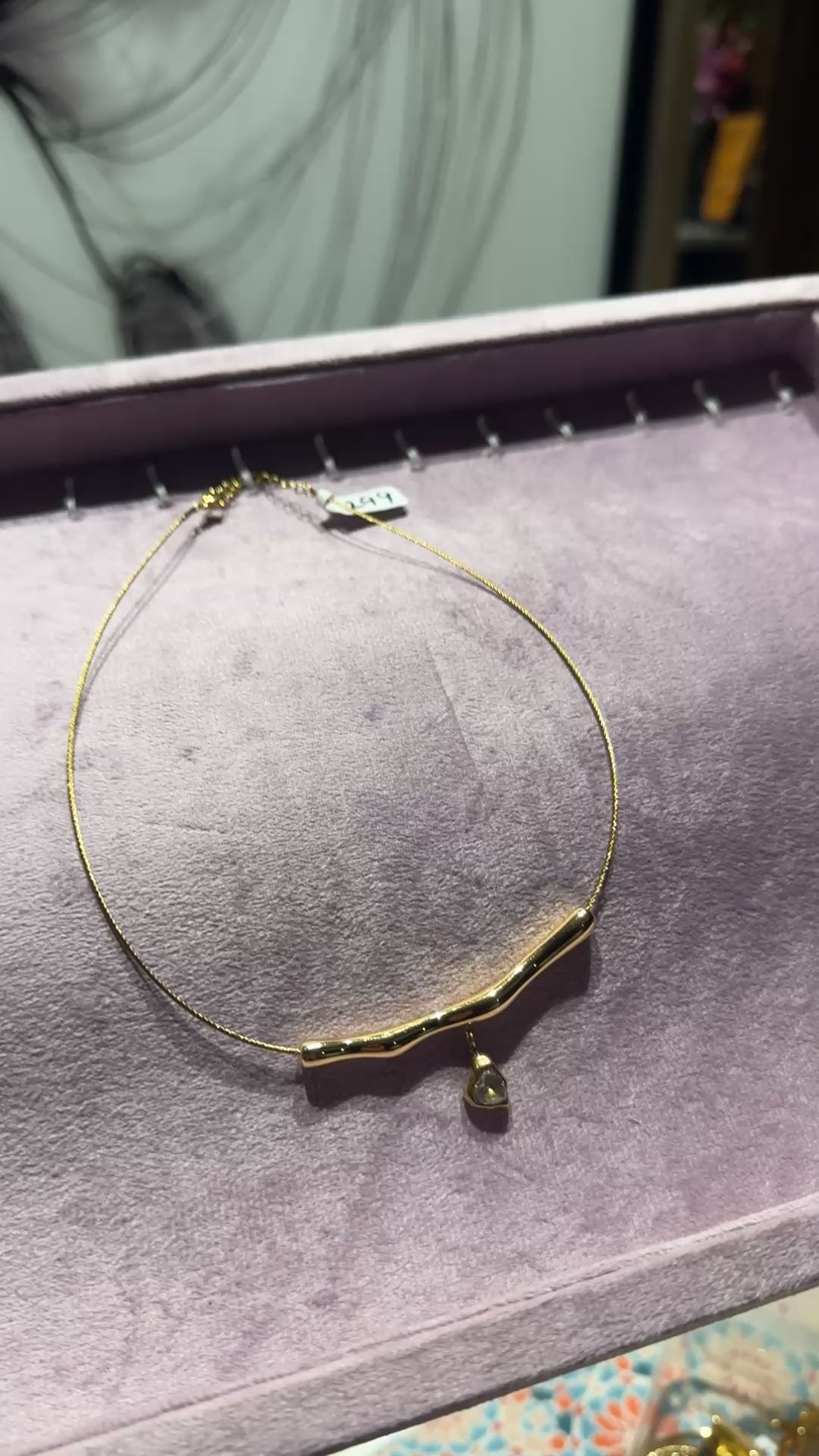 Golden Curve Hanging Necklace