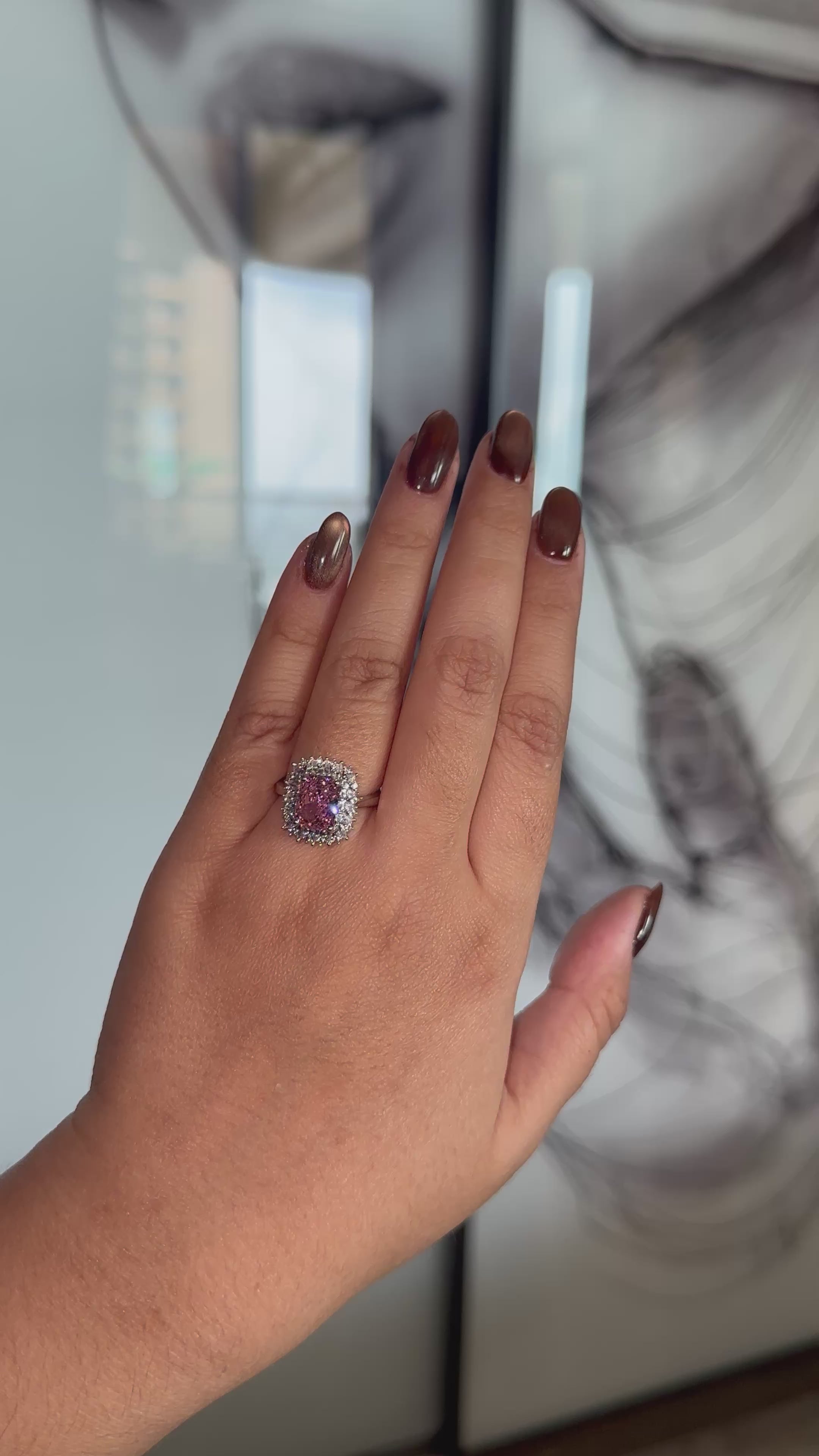 Pink Crystal Statement Ring